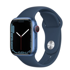 Bild Apple Watch Series 7 (GPS + Cellular) 41mm Aluminium blau mit Sportarmband abyssblau (MKHU3FD)