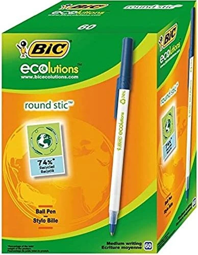 BIC Round Stic Kugelschreiber – Mittlere Schreiblänge – Schwarze Tinte – 12 Stück