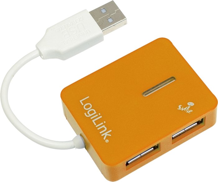 LogiLink Smile pomarańczowy hub USB, 4x USB-A 2.0, USB-A 2.0 [wtyczka]