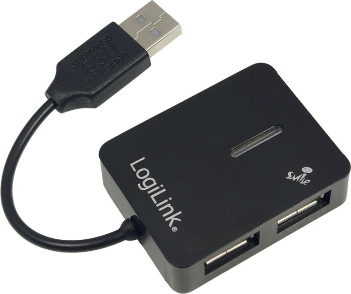 LogiLink Smile czarny hub USB, 4x USB-A 2.0, USB-A 2.0 [wtyczka]
