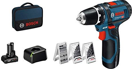 Bosch Professional GSR 12V-15 Akku-Bohrschrauber inkl. Tasche + 2 Akkus 2.0/4.0Ah + Zubehör