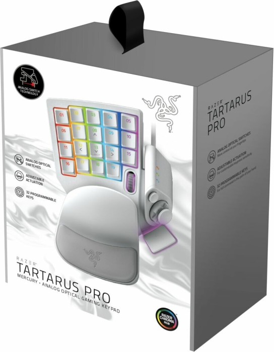 Razer Tartarus Pro Gaming Keypad Mercury White, Razer Analog Optical Switches, USB