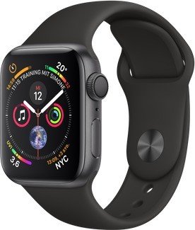 Apple Watch Series 4 (GPS) Aluminium 40mm grau mit Sportarmband schwarz