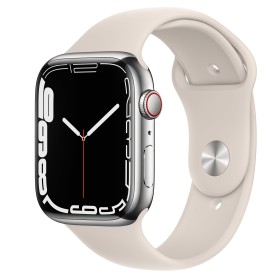 Apple Watch Series 7 (GPS + Cellular) 45mm Edelstahl silber mit Sportarmband Polarstern (MKJV3FD)