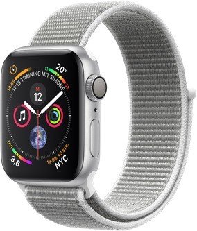 Apple Watch Series 4 (GPS) Aluminium 40mm silber mit Sport Loop muschelgrau