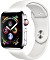 Apple Watch Series 4 (GPS + Cellular) Edelstahl 44mm silber mit Sportarmband weiß (MTX02FD/A)