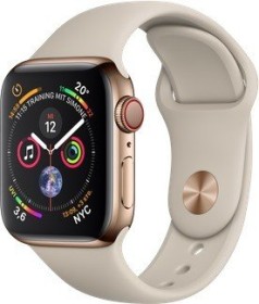 Apple Watch Series 4 (GPS + Cellular) Edelstahl 40mm gold mit Sportarmband steingrau