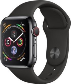 Apple Watch Series 4 (GPS + Cellular) Edelstahl 40mm schwarz mit Sportarmband schwarz