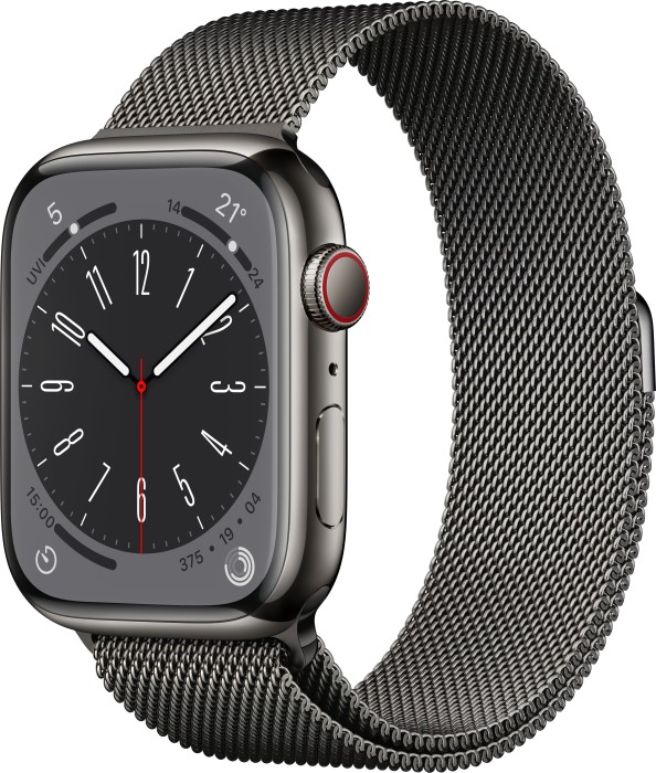 Apple Watch Series 8 (GPS + Cellular) 45mm Edelstahl graphit mit Milanaise-Armband graphit
