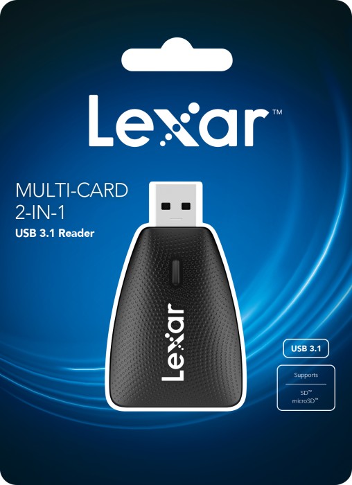 Lexar Multi-Card 2-in-1 USB 3.1 Reader, Works with SD and microSD Cards  (LRW450UBNA)