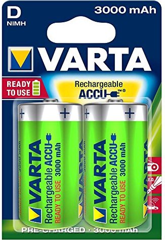 VARTA D Mono Rechargeable Batteries, Pack of 2, Recharge Accu Power, Battery,  3000 mAh Ni-MH, No Memory Effect, Pre-Charged, Ready to Use price in Egypt,  Egypt
