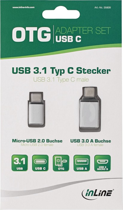InLine USB OTG Adapter-Set, USB-C Stecker auf micro-USB/USB-A Buchse
