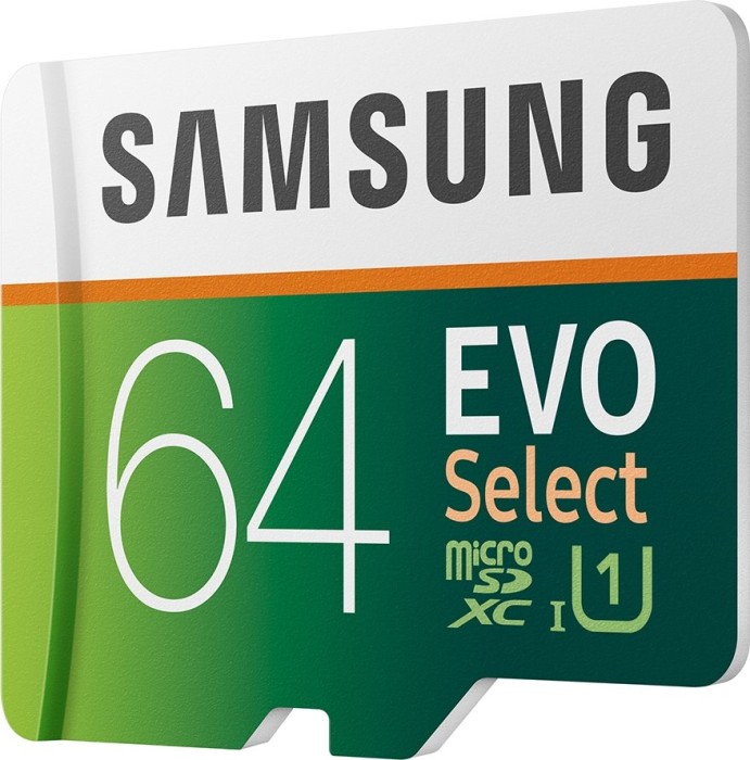 Samsung EVO Select R100/W20 microSDXC 64GB Kit, UHS-I U1, Class 10