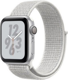 Apple Watch Nike+ Series 4 (GPS) Aluminium 40mm silber mit Sport Loop weiß