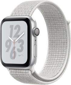 Apple Watch Nike+ Series 4 (GPS) Aluminium 44mm silber mit Sport Loop weiß