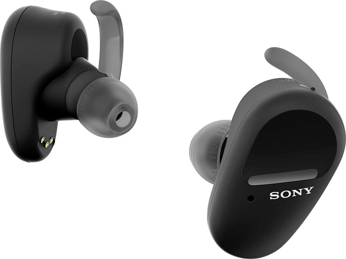 Sony WF-SP800N vollkommen kabellose Sport Kopfhörer / Earbuds mit Noise Cancelling/ aktiver Geräuschunterdrückung super sicherer Halt und wasserfest Ladecase für extra Power unterwegs incl 