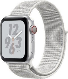 Apple Watch Nike+ Series 4 (GPS + Cellular) Aluminium 40mm silber mit Sport Loop weiß