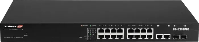 Edimax Pro GS-50 Rack Gigabit Smart switch, 16x RJ-45, 2x RJ-45/SFP, 280W PoE+