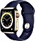 Apple Watch Series 6 (GPS + Cellular) 40mm Edelstahl gold mit Sportarmband Dunkelmarine (MJXM3FD)