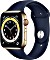 Apple Watch Series 6 (GPS + Cellular) 44mm Edelstahl gold mit Sportarmband Dunkelmarine (MJXN3FD)