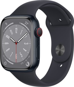 Apple Watch Series 8 (GPS + Cellular) 45mm Aluminium Mitternacht mit Sportarmband Mitternacht