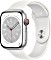 Apple Watch Series 8 (GPS + Cellular) 45mm Aluminium silber mit Sportarmband weiß (MP4J3FD)