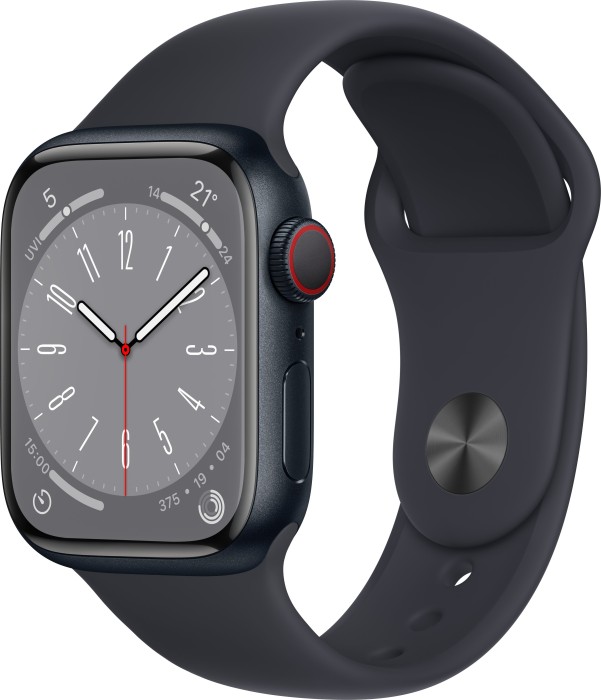 Apple Watch Series 8 (GPS + Cellular) 41mm Aluminium Mitternacht mit Sportarmband Mitternacht