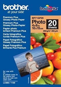 Brother Premium Plus Fotopapier glänzend 10x15, 260g/m², 20 Blatt