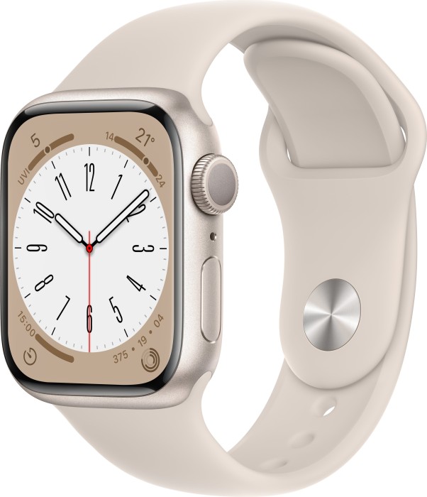 Apple Watch Series 8 (GPS) 41mm Aluminium Polarstern mit Sportarmband Polarstern