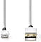 Nedis Lightning-Kabel USB 2.0 Apple Lightning 8-Pin/USB-A Stecker 3.0m grau/weiß (CCBW39300WT30)