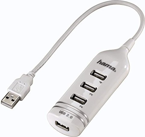 Hama biały hub USB, 4x USB-A 2.0, USB-A 2.0 [wtyczka]