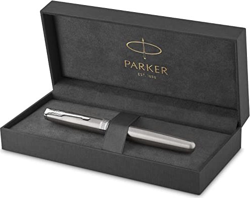 Parker Sonnet Füller | Edelstahl mit Palladiumzierteilen | Füllfederhalter mit feiner Feder | Geschenkbox