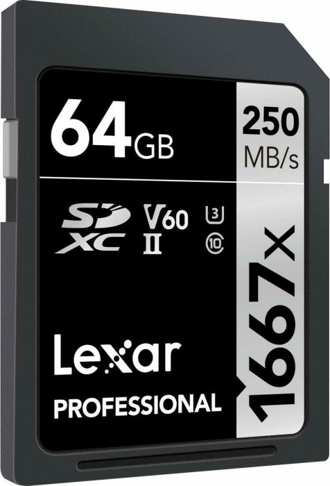 Lexar Professional 1667x Silver Series R250/W120 SDXC 64GB, UHS-II U3, Class 10