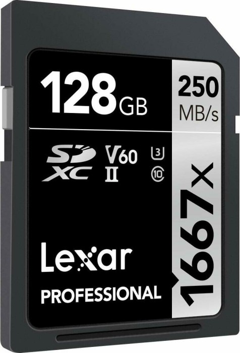 Lexar Professional 1667x Silver Series R250/W120 SDXC 128GB, UHS-II U3, Class 10
