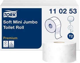 Tork Premium Mini Jumbo 2-lagig Großrollen-Toilettenpapier weiß, 12 Rollen
