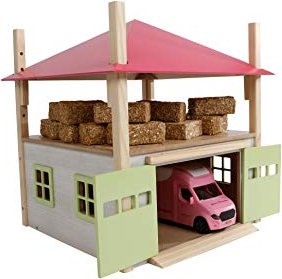 Spielzeug Holz Heuschober mit Lager Heulager Bauernhof Gebäude rosa M 1:32 