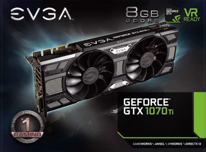 EVGA GeForce GTX 1070 Ti SC Gaming, 8GB GDDR5, DVI, HDMI, 3x DP