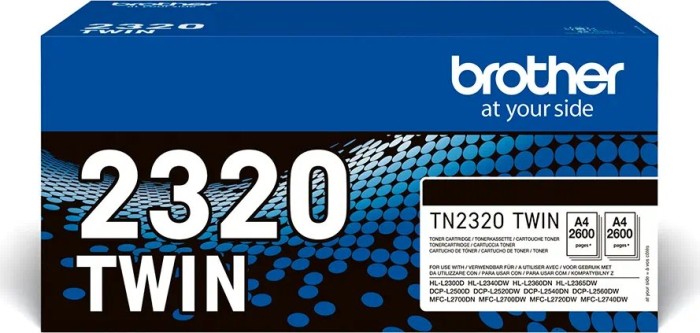 Brother toner TN-2320 czarny wysoka pojemność, sztuk 2