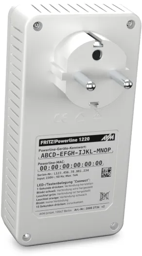 AVM FRITZ!Powerline 1220E - powerline adapter kit - vägginsticksbar för  företag (20002737)