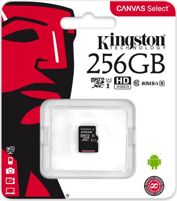 Kingston Canvas Select R80 microSDXC 256GB, UHS-I U1, Class 10