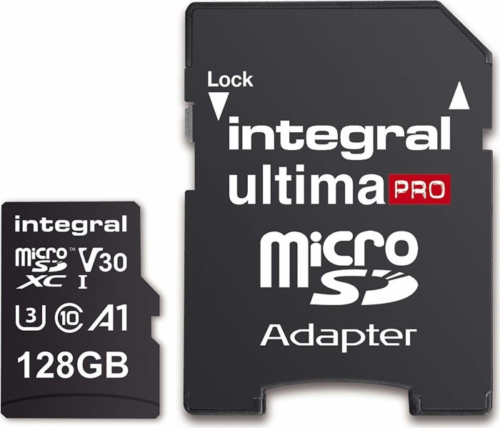 Integral Premium High Speed R100/W90 microSDXC 128GB Kit, UHS-I U3, A1, Class 10