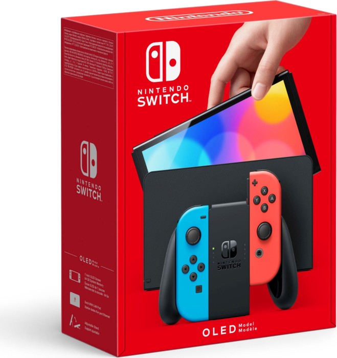 Nintendo Switch OLED schwarz/blau/rot