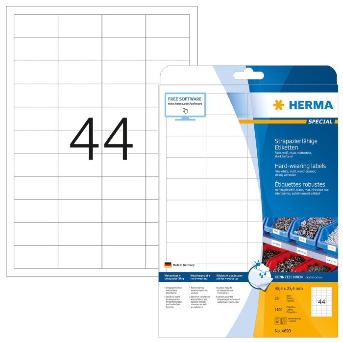 HERMA Etiketten strapazierfähig A4 48.3x25.4