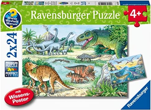Ravensburger WWW – Saurier und ihre Lebensräume – Puzzlespiel – 24 Stück(e) – Dinosaurier – Kinder & Erwachsene – 4 Jahr(e) (05128)