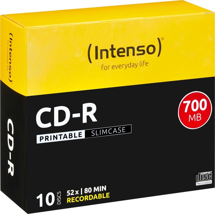 Intenso CD-R 80min/700MB, 52x, 10er Slimcase, printable