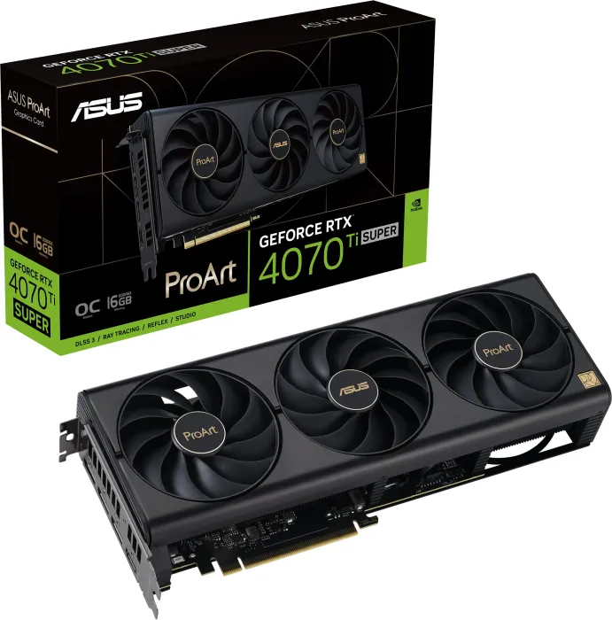ASUS ProArt GeForce RTX 4070 Ti SUPER OC, PROART-RTX4070TIS-O16G, 16GB GDDR6X, HDMI, 3x DP