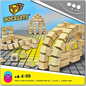 Anleitung Docklets Set 3D Holz Bausteine mit Klettverschluss verschiedene Sets 