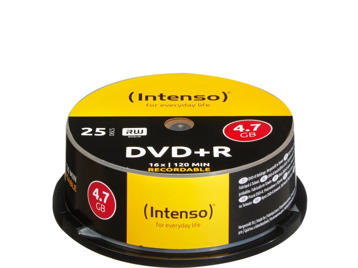 Intenso DVD+R 4.7GB, 16x, Cake Box 25 sztuk