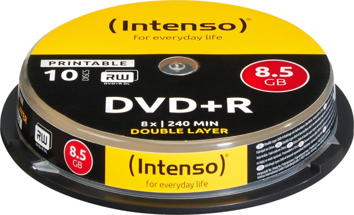 Intenso DVD+R 8.5GB, 8x, Cake Box 10 sztuk, do nadruku