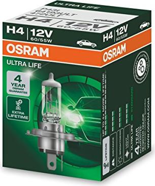 64193ULT OSRAM ULTRA LIFE H4 12V 60/55W 3200K Halogen Glühlampe,  Fernscheinwerfer